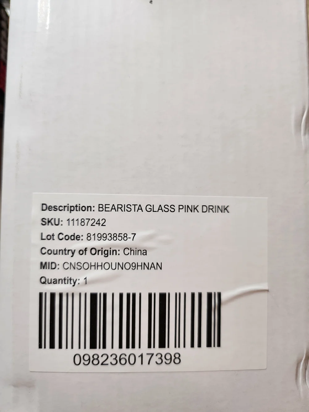 Starbucks Pink Drink Edition Bearista Glass Cup